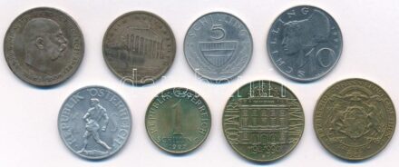 Ausztria 1912-1991. 8db vegyes Ag és fémpénz tétel, közte 1912. 2K Ag 'Ferenc József' + 1925. 1Sch Ag T:1--2- Austria 1912-1991. 8pcs of mixed Ag and metal coins, with 1912. 2 Corona Ag 'Franz Joseph' + 1925. 1 Schilling Ag C:AU-VF