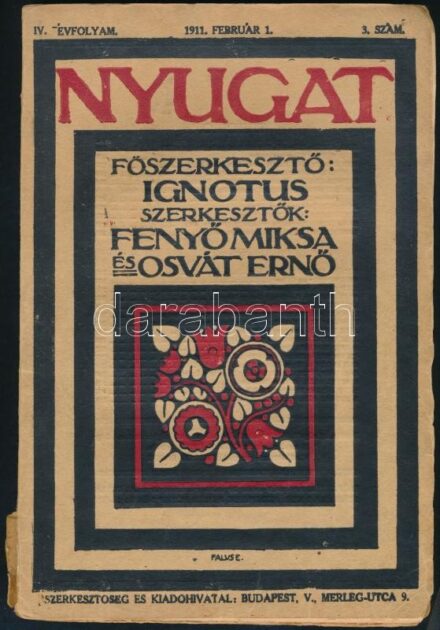 1911 A Nyugat c. folyóirat IV. évf 3.száma