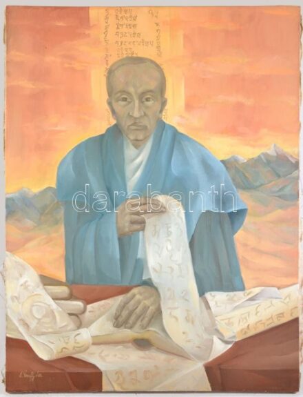 Vinczeffy László (1946-): Kőrösi Csoma Sándor. Olaj, vászon. Jelezve balra lent. 90X69 cm.