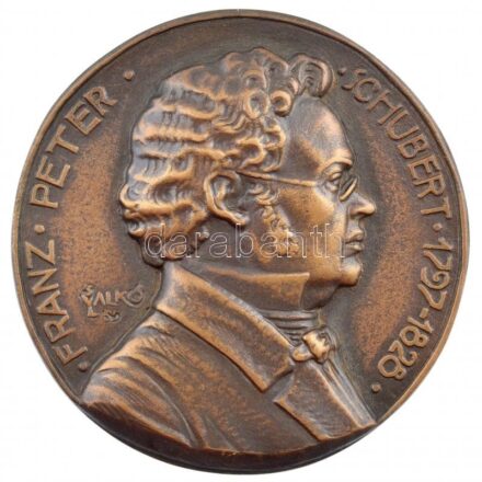 Solymári Valkó László (1909-1984) 1955. 'Franz Peter Schubert 1797-1828' egyoldalas öntött bronz plakett (87mm) T:1