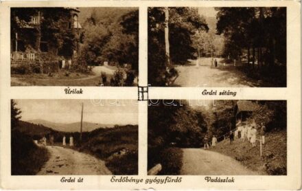 1927 Erdőbénye-gyógyfürdő, Úri lak, villa, erdei sétány, erdei út, vadász lak. Mautlinger Miklós kiadása (EK)