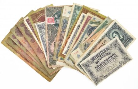 50db-os vegyes magyar korona, pengő, forint, adópengő bankjegy tétel T:I--V, nagyrészt III