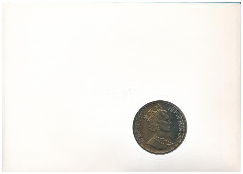 Man-sziget 1989. 1C Cu-Ni 'Perzsamacska' érmés borítékban bélyeggel, bélyegzéssel, német nyelvű tájékoztatóval T:1 Isle of Man 1989. 1 Crown Cu-Ni 'Persian cat' in coin envelope with stamps and cancellations, with german language - Image 2