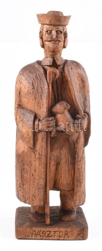 Pásztor. Faragott fa szobor. Régi, jelzés nélkül, szú nyomokkal 41 cm CSAK SZEMÉLYES ÁTVÉTEL, NEM POSTÁZZUK! / ONLY PERSONAL COLLECTION!