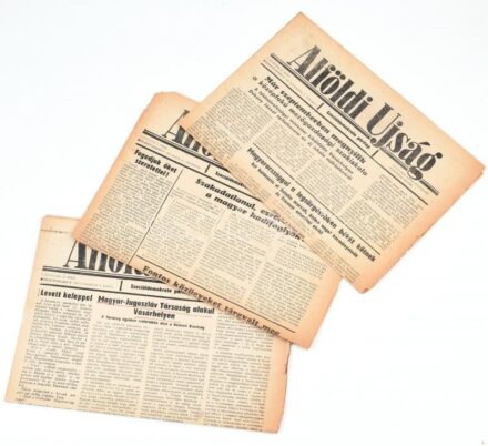 1945 Alföldi Ujság I. évfolyamának 3 db száma, 9., 30. 32. sz., 1945. júl. 12.-aug. 8.