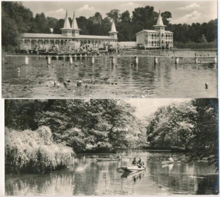 8 db MODERN magyar nagy méretű város képeslap (Képzőművészeti Alap): Budapest, Debrecen, Hévíz, Miskolc, Lillafüred / 8 modern big sized Hungarian postcards