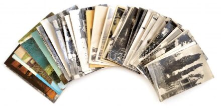 69 db MODERN magyar fekete-fehér retro vidéki város képeslap / 69 modern Hungarian black and white town-view postcards