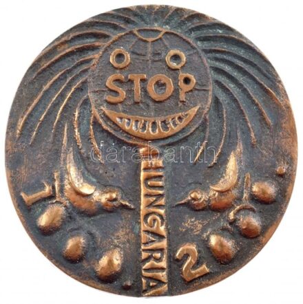 Rajki László (1939- ) 2001. 'BUÉK - BONNE NOUVELLE ANNÉE RAJKI L. SZENTENDRE' kétoldalas bronz emlékérem (50mm) T:2 patina