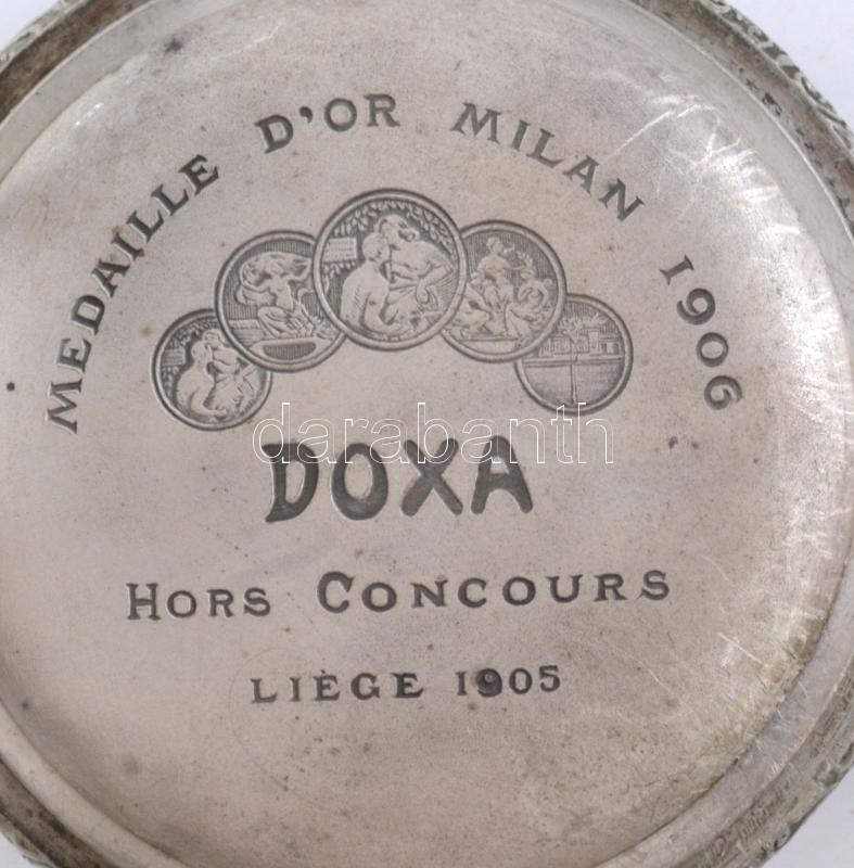 Doxa nagy méretű zsebóra, vadász motívummal. Sérült számlappal, működő, jó állapotban d: 70 mm - Image 4