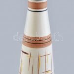 Hollóházi porcelán egyedi retro mintás váza. Kézzel festett, jelzett, hibátlan. 29 cm