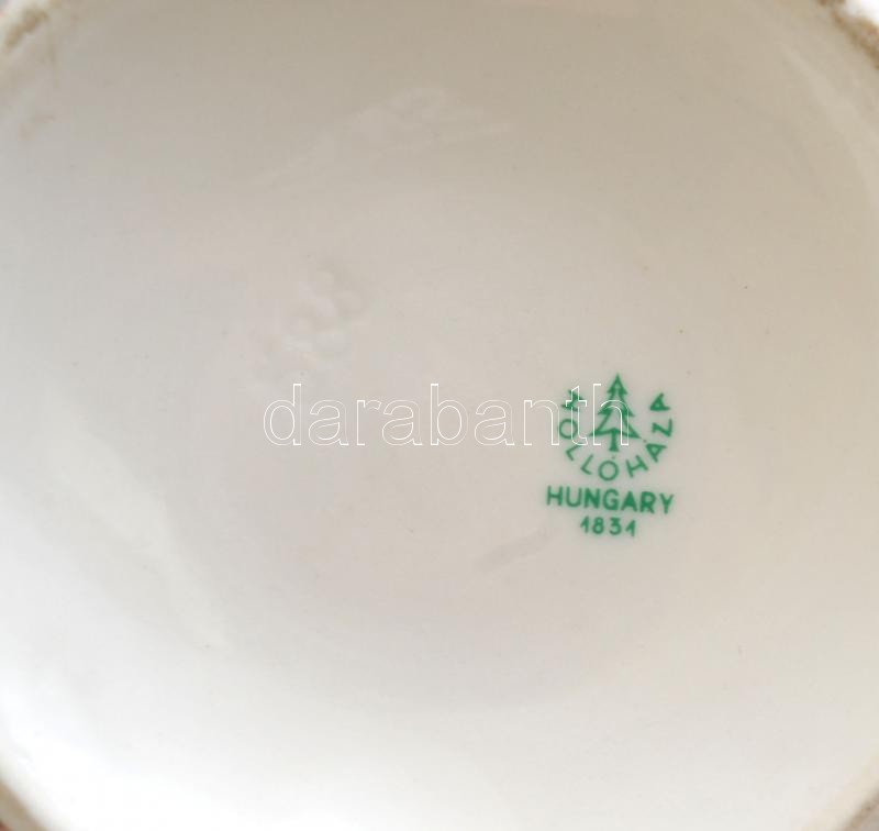 Hollóházi porcelán egyedi retro mintás váza. Kézzel festett, jelzett, hibátlan. 29 cm - Image 2