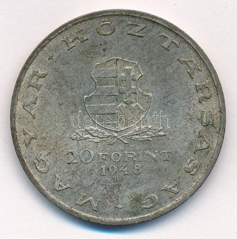 1948. 20Ft Ag 'Táncsics' T:1- patina Adamo EM3 - Image 2