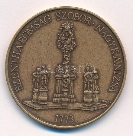 Bognár György (1944-) 1995. 'Kanizsa első írásos emlékének 750. évfordulója 1245-1995 / Szentháromság szobor Nagykanizsa 1773' kétoldalas bronz emlékérem (42,5mm) T:1,1-