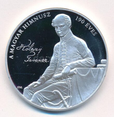 Fritz Mihály (1947-) 2013. 'A Magyar Himnusz 190 éves / Kölcsey Ferenc' ezüstözött fém emlékérem (40mm) T:PP