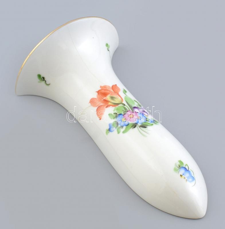 Herendi virág mintás fali váza, ragasztott, jelzett, m: 16cm