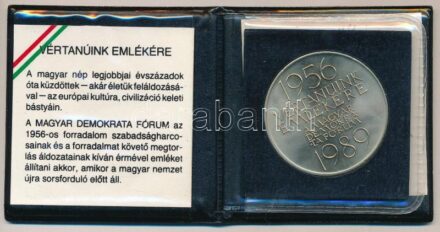 Csíkszentmihályi Róbert (1940-2021) 1989. '1956 Vértanúink Emlékére - A Magyar Demokrata Fórum 1989' kétoldalas alpakka emlékérem, eredeti műbőr tokban, tanúsítvánnyal és 'Nemzetőrök Szövetsége' pecséttel(42,5mm) T:1
