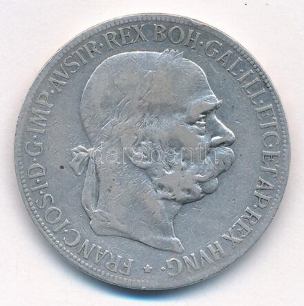 Ausztria 1900. 5K Ag 'Ferenc József' T:3 patina ph. Austria 1900. 5 Corona 'Franz Joseph' C:F patina edge error Krause KM#2807