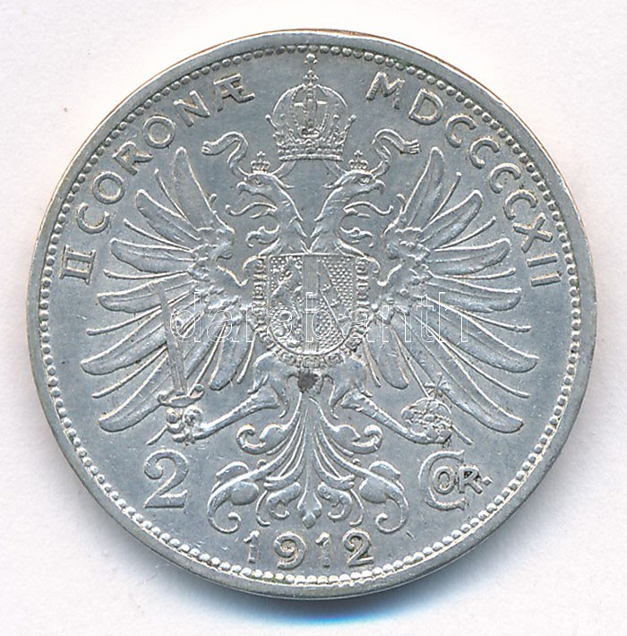Ausztria 1912. 2K Ag 'Ferenc József' T:2,2- ph Austria 1912. 2 Corona Ag 'Franz Joseph' C:XF,VF edge error Krause KM#2821 - Image 2