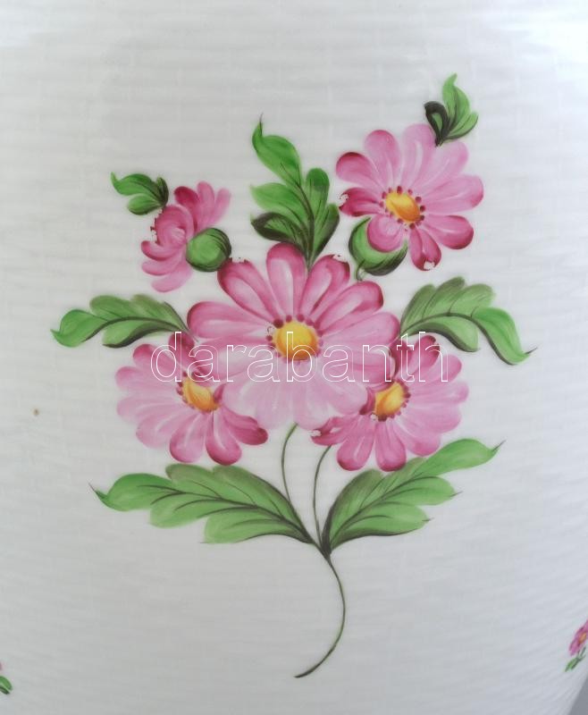 Herendi virágmintás padlóváza, kézzel festett porcelán, jelzett, hibátlan, m: 50 cm - Image 2