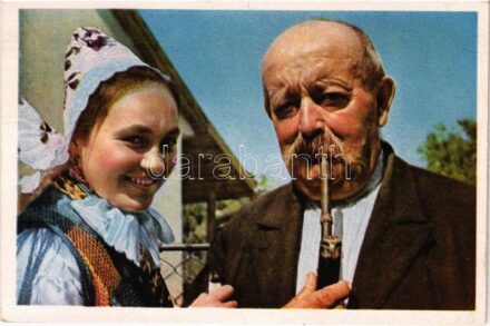 1943 VDU 'Soldatenhilfe' Deutscher Bauer mit Tochter aus der Tolnau / Svábok Magyarországon Tolna megyében hitlerizmus idején