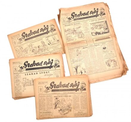 1946-48 a Szabad Száj képes élclap 36 lapszáma, részben sérült és foltos, hajtásnyomokkal