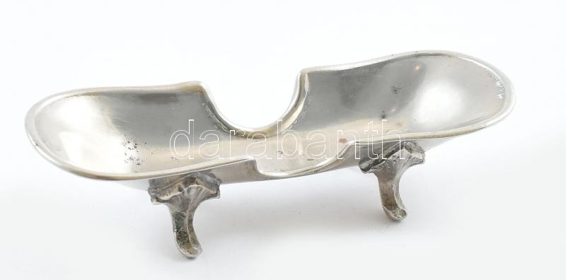 Sandrik jelzett fogvájó tartó, ezüstözött alpakka, kopásnyomokkal, h: 10 cm