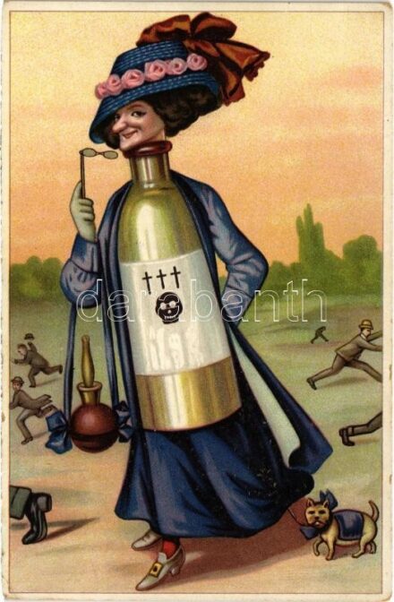 A méregkeverő hölgy / 'The poison-mixer lady' humour, litho (EK)