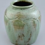 Liz Morgan: Türkizes váza, kerámia, jelzett, hibátlan, m: 14 cm