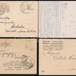 1903-1927 4 db megírt, futott képeslap eltávolított bélyeggel, bélyeg alatti rejtett üzenetekkel