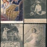 1903-1927 4 db megírt, futott képeslap eltávolított bélyeggel, bélyeg alatti rejtett üzenetekkel - Image 2