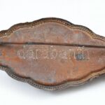 Régi réz bross, zöld kövekkel, h: 6cm, kopott. - Image 2