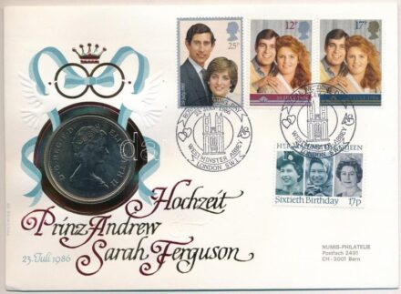 Nagy-Britannia 1980. 25p Cu-Ni 'Erzsébet anyakirályné 80. születésnapja' érmés borítékban, bélyeggel és bélyegzéssel T:1,1- Great Britain 1980. 25 Pence Cu-Ni '80th birthday of Queen Elizabeth the Queen Mother' in coin envelope with