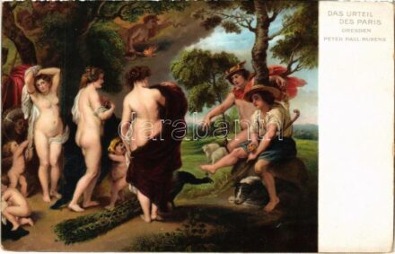 Das Urteil des Paris / Erotic nude lady art postcard. Stengel s: Peter Paul Rubens (EK)