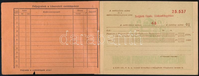 cca 1920 Magyar Posta Takarékpénztár komplett csekkönyv - Image 2