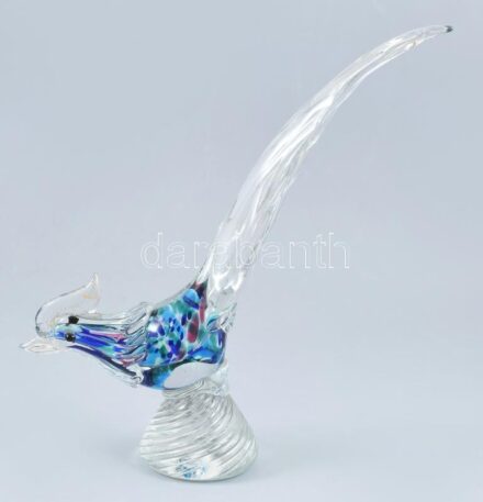 Muranoi üveg fácán, jelzés nélkül, hibátlan, m: 28 cm