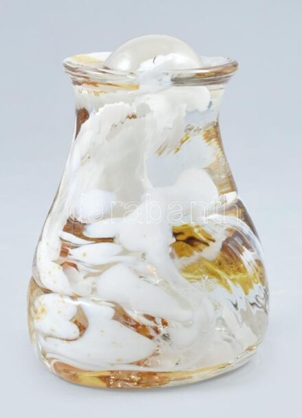 Design levélnehezék, üveg, hibátlan, m: 9 cm