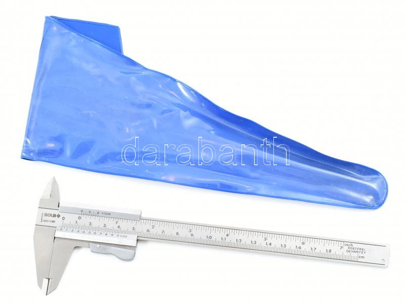 Sola Inox német gyártmányú tolómérő, jó állapotban, eredeti tokjában, h: 24 cm