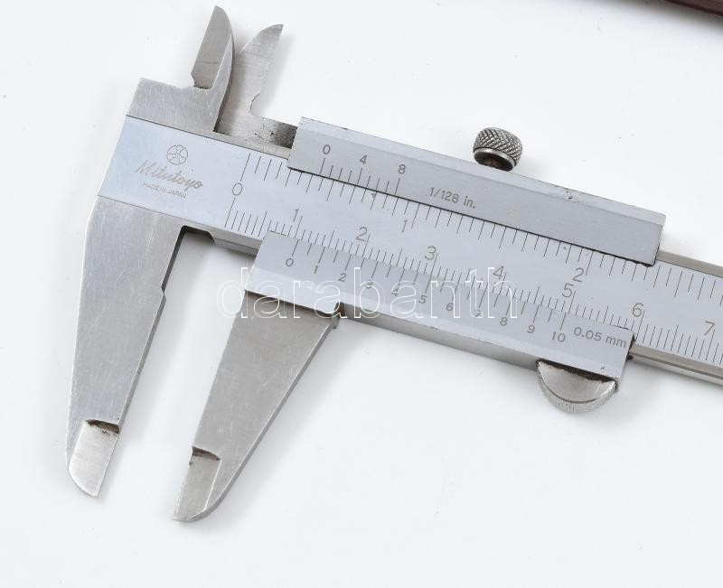 Mitutoyo japán gyártmányú inox tolómérő, jó állapotban, eredeti tokjában, h: 23 cm - Image 2