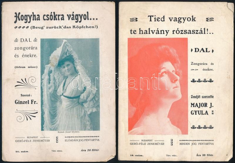 cca 1900 5 db kottafüzet: Ős Budavár, Gondolsz e rám, stb - Image 2