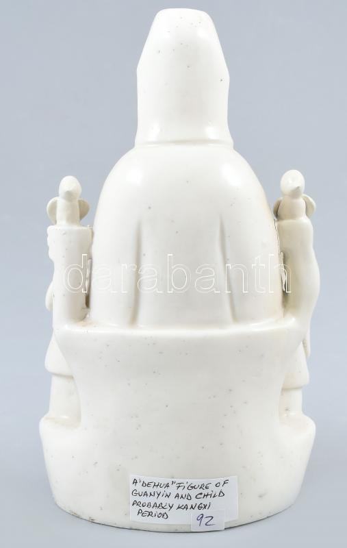 Antik kinai ( Blanc de chine) Guayin gyerekekkel, kuangxi periodus, ritka !!!, fehérmázas porcelán, jelzés nélkül, korának megfelelő állapotban, m: 20 cm - Image 3