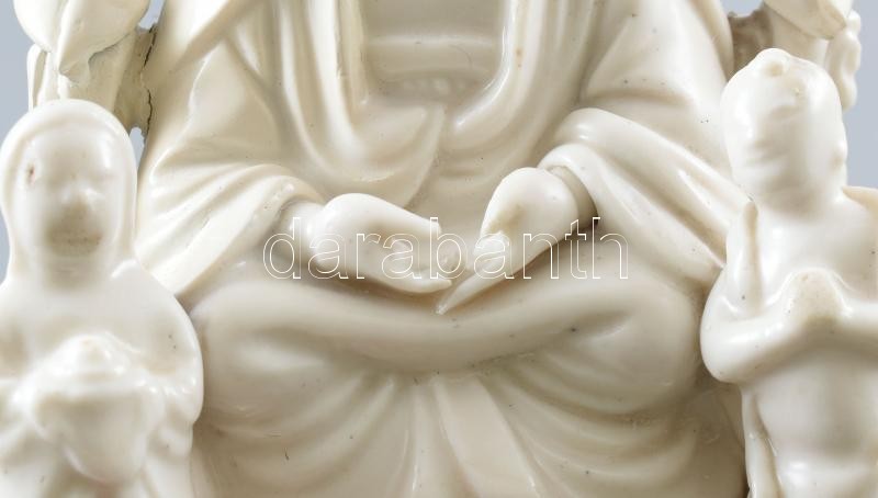 Antik kinai ( Blanc de chine) Guayin gyerekekkel, kuangxi periodus, ritka !!!, fehérmázas porcelán, jelzés nélkül, korának megfelelő állapotban, m: 20 cm - Image 4