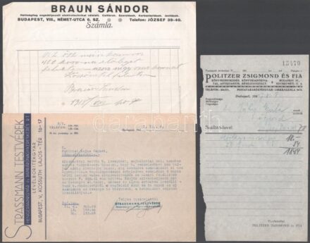 cca 1920-1940 5 db fejléces számla és reklám címke