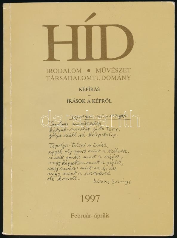 1997 Híd LXI. évf. 2-4. sz. 1997. február-április. Benne érdekes írásokkal, közte: Bela Duranci: Nagybánya és mi.