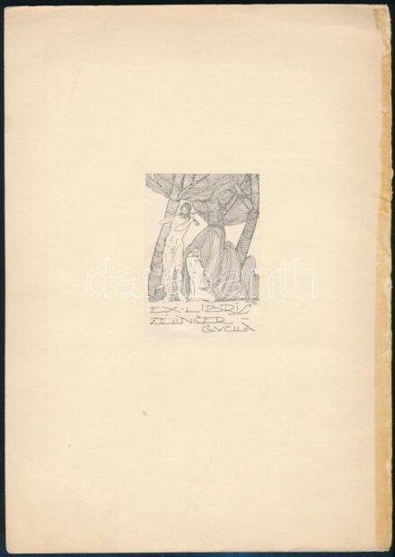 Franz von Bayros (1866-1924): Ex libris Zeilinger Gyula. Klisé, papír, jelzett a nyomaton, 6x8,5 cm