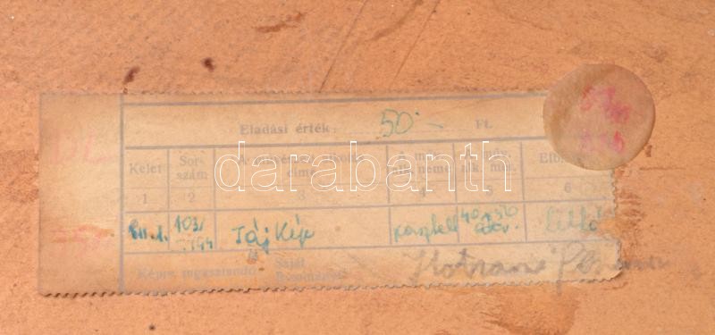 Hatvani Perlusz Gyula (1896-1944): Havas táj, 1943. Pasztell, papír, jelzett, üvegezett fakeretben, 50×40 cm - Image 4