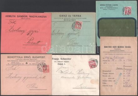cca 1900 6 db klf fejléces üzleti boríték