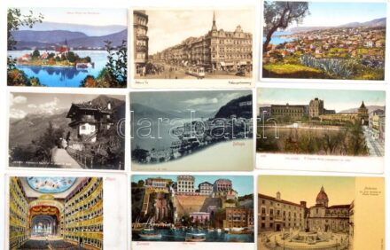 Kb 740 db régi külföldi városképes lap cipős dobozban. Érdekes vegyes anyag!!