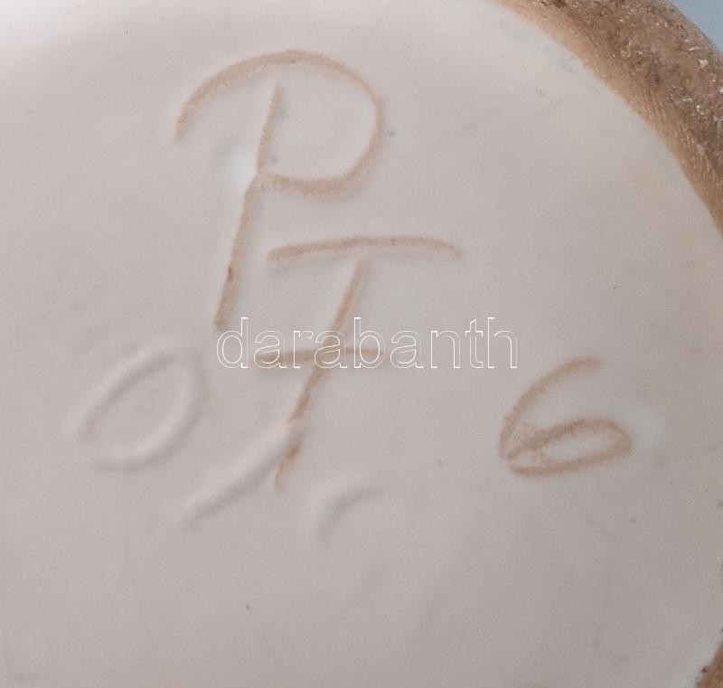 Péter Ferenc: Retró kiöntő . Kézzel festett, mázas kerámia, jelzett, hibátlan. M: 26 cm - Image 2