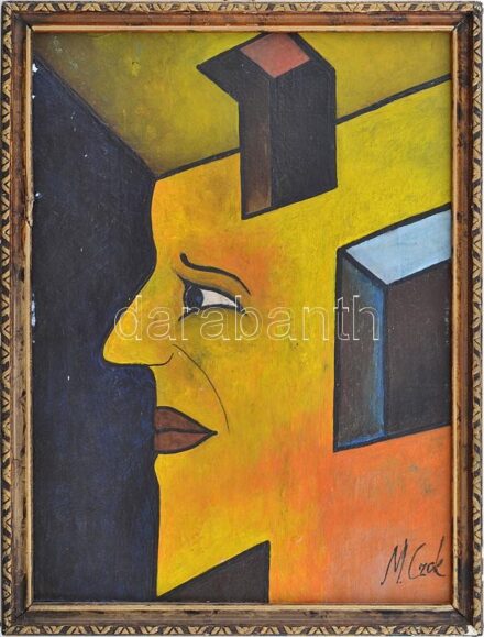 M Czok jelzéssel: Portré. Olaj, karton, fakeretben, 30×22 cm