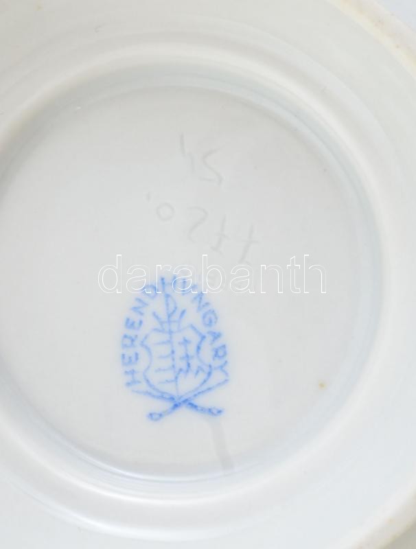 Herendi Viktória mintás, kerek, porcelán tálka, kézzel festett, jelzett, apró kopásnyomokkal, d:8cm - Image 2